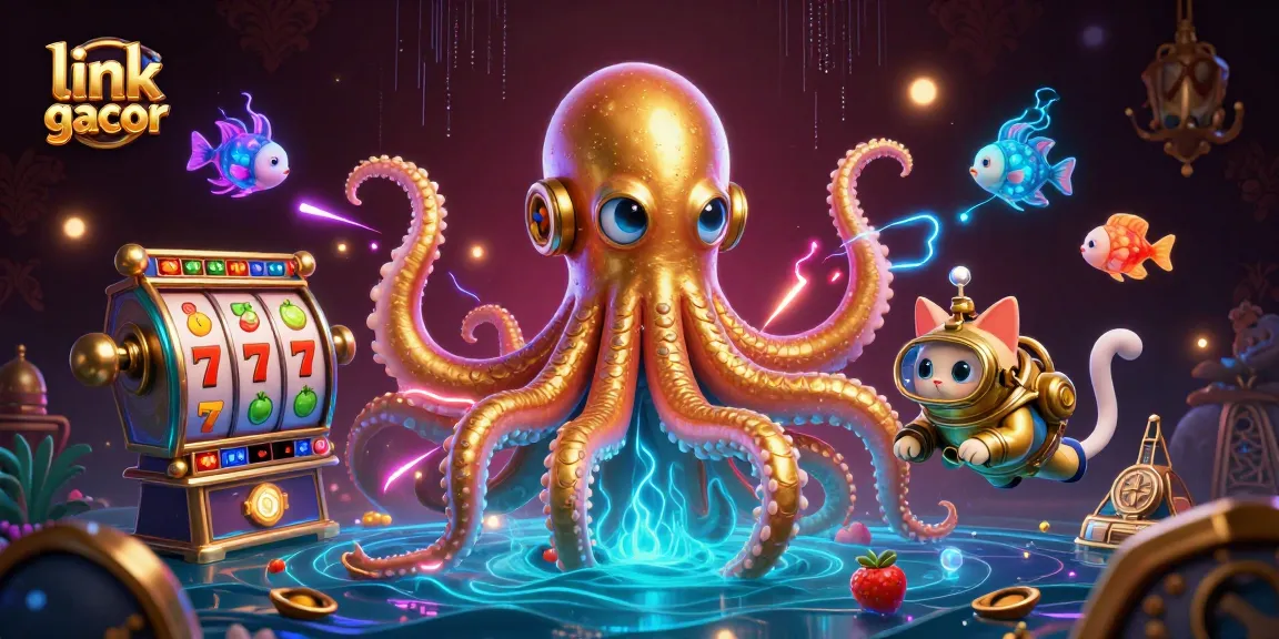 Experience the thrill with a kraken, diving cat, and glowing fish in this link gacor themed slot game.