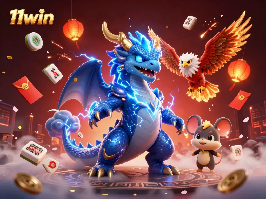 Engage with the thrilling world of 11win featuring vibrant dragons and dynamic casino elements.