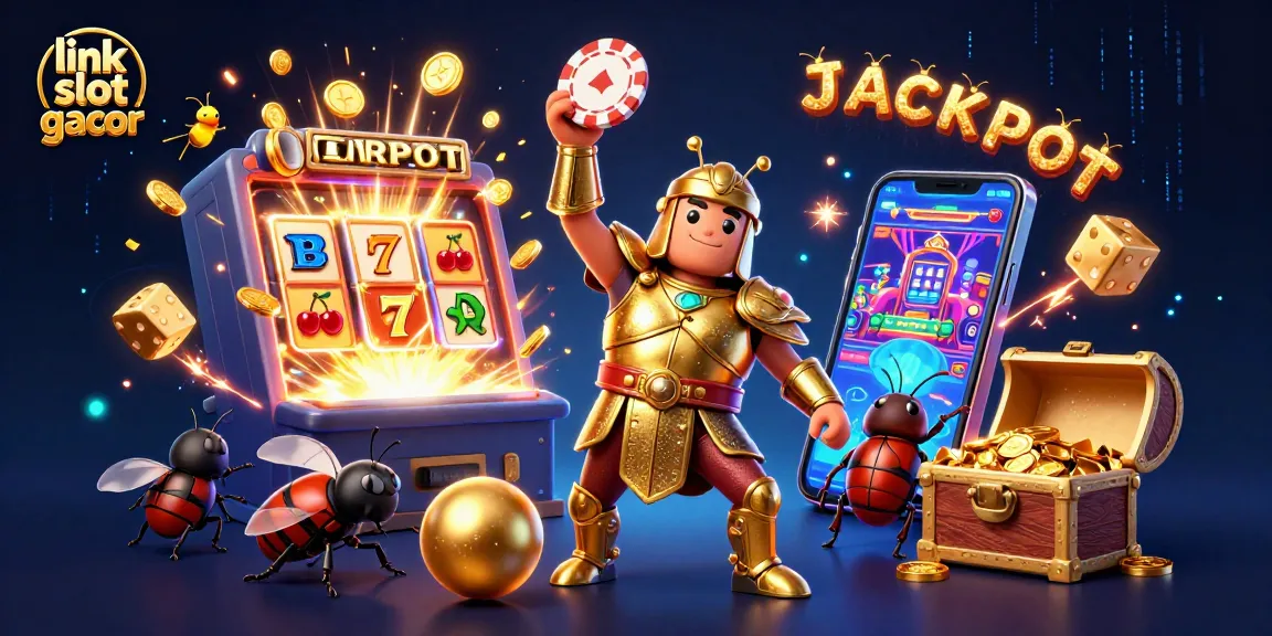 Experience the excitement of link slot gacor through a vibrant 3D scene filled with jackpot elements.