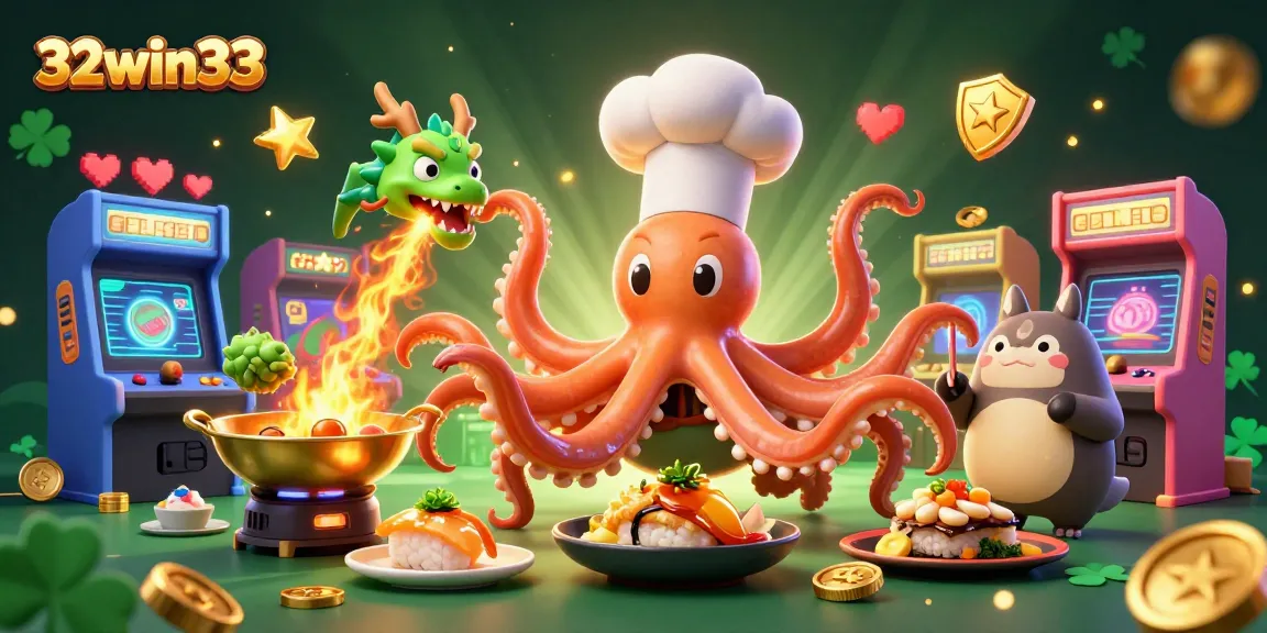 Win big at 32win33 with exciting slot games and colorful bonuses in an engaging casino scene.