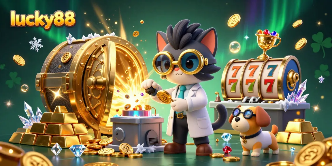 Experience the excitement of lucky88 with this vibrant 3D illustration featuring a whimsical casino scene.