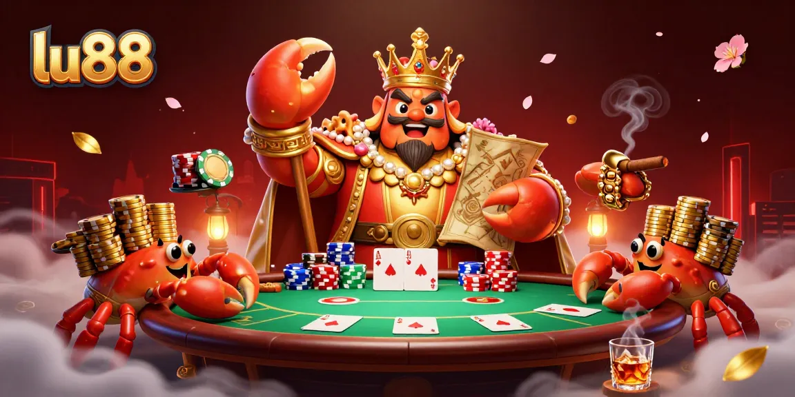 Experience exciting gameplay with lu88's golden crab emperor amidst vibrant casino elements.
