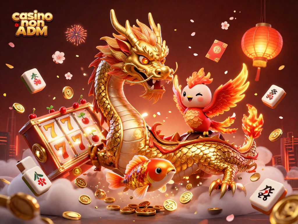 Attiva l'esperienza di gioco nei casinò non ADM con drago cinese e simboli fortunati.