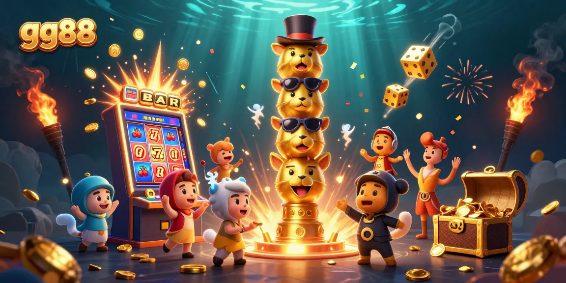 Experience thrilling gaming at gg88 with vibrant slot machines, golden treasures, and festive celebrations.