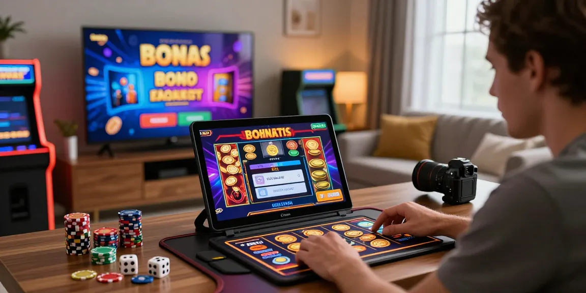 Engaging player at a credit card casino gaming setup showcasing vibrant slot game graphics and digital wallet options, reflecting https://ibn.org.uk.