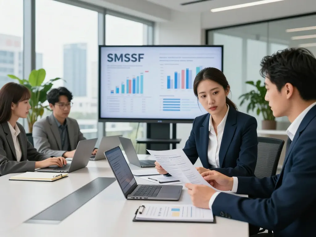SMSF Accountant reviewing financial documents in a modern office setting.