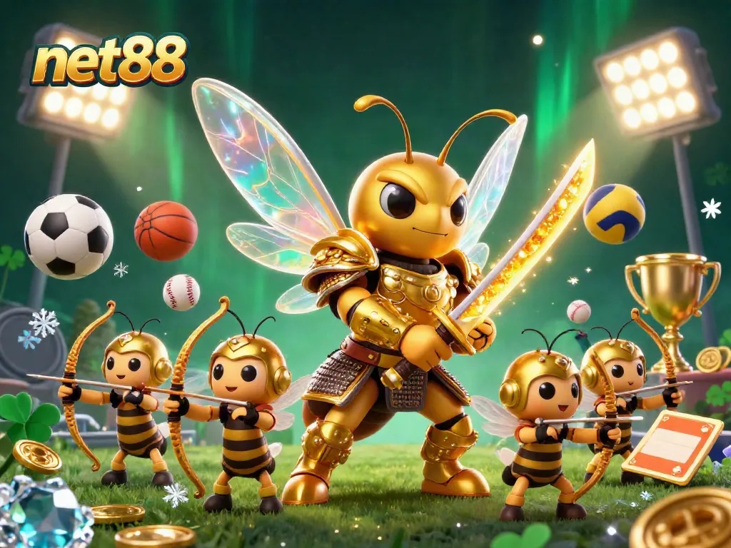 Experience the excitement of live sports betting and casino gaming with net88 in this dynamic 3D illustration.