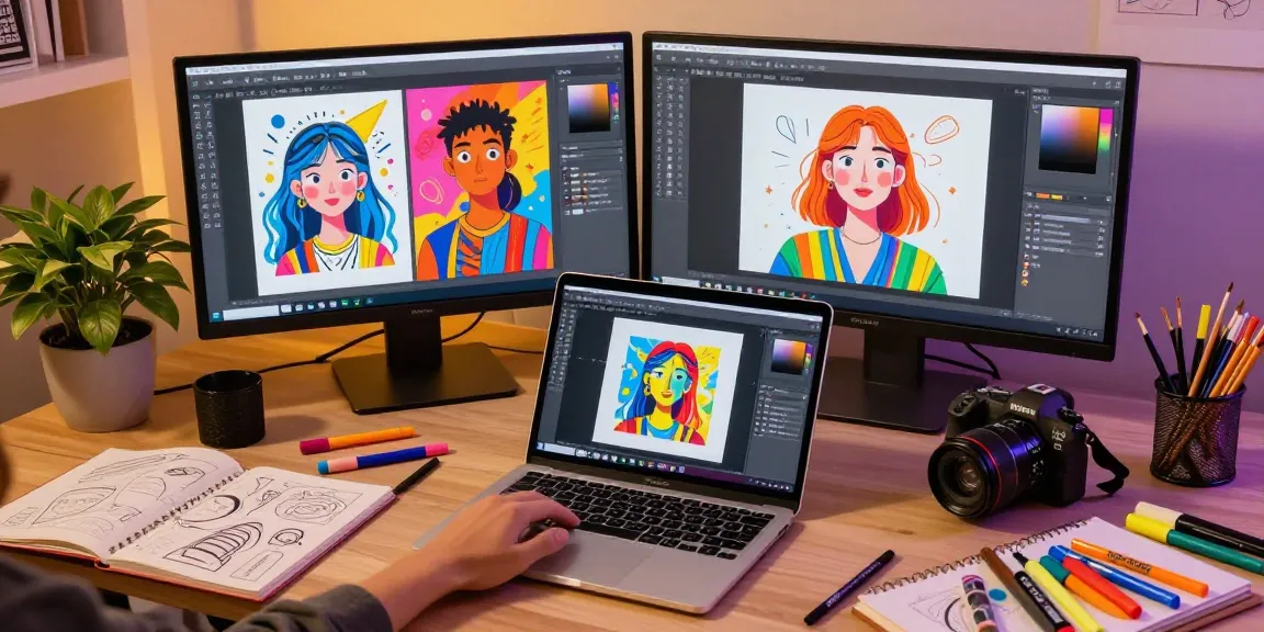Artist utilizing the nano banana AI image editor in a vibrant digital workspace.