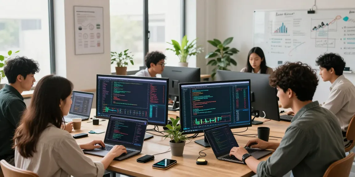 Funexchange trading platform with real-time cryptocurrency charts and collaborative fintech atmosphere in a modern workspace.