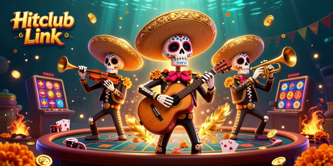 Experience exciting gaming adventures with Hitclub Link, featuring vibrant casino elements and lively characters.