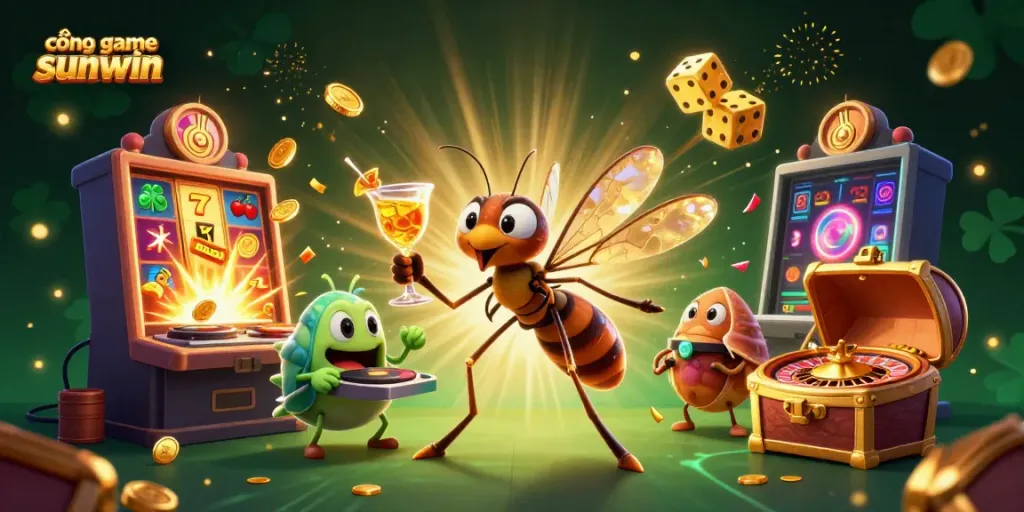 Experience the vibrant world of cổng game sunwin with captivating casino elements and characters.