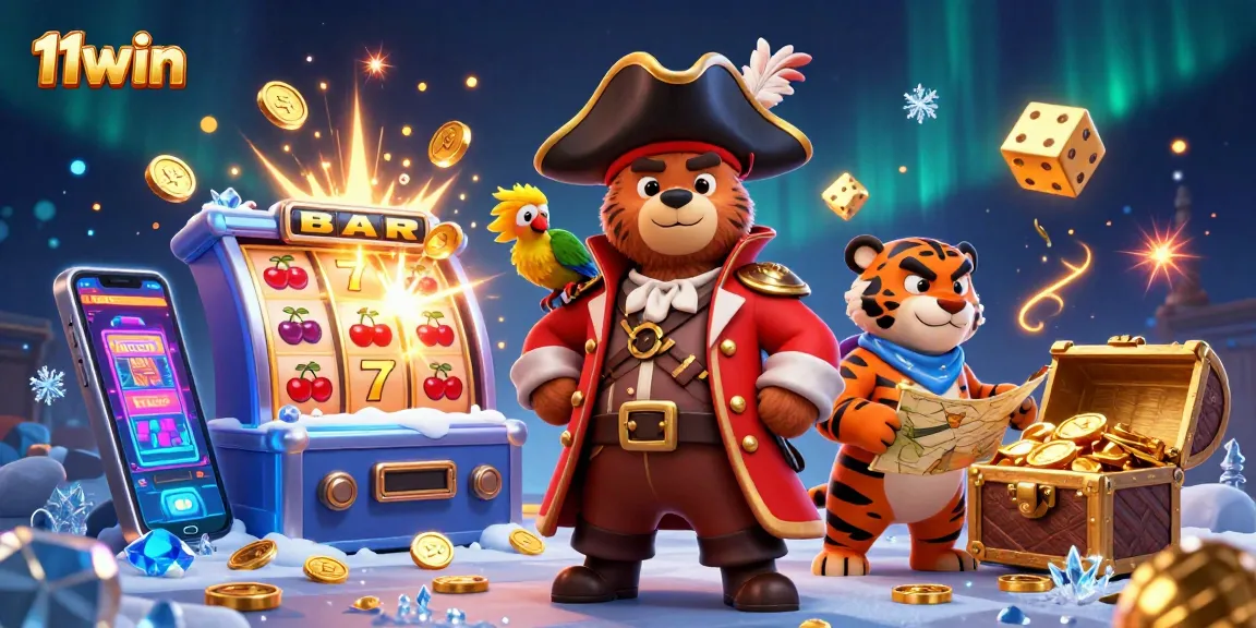 Join the excitement at 11win with a vibrant casino scene featuring classic slot machine action.