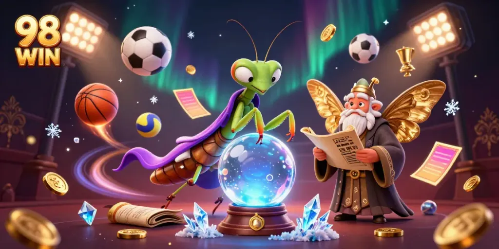 Engage with 98 WIN's exciting gambling experience featuring fortune tellers and sports elements.