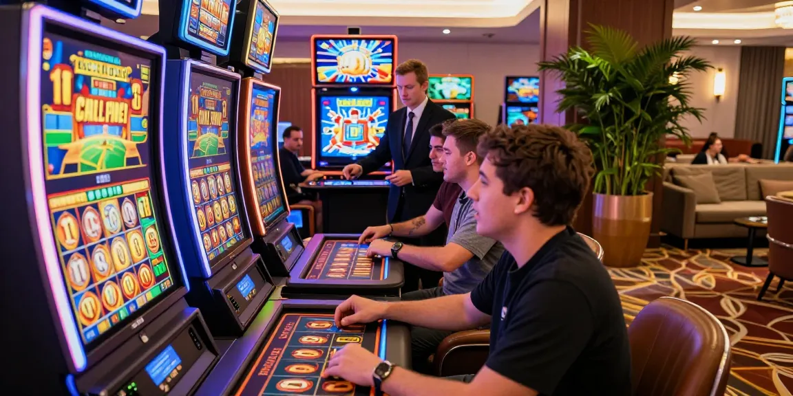 Exciting moment at LC88 casino as a player wins big on a slot machine amid vibrant lights and a lively atmosphere.