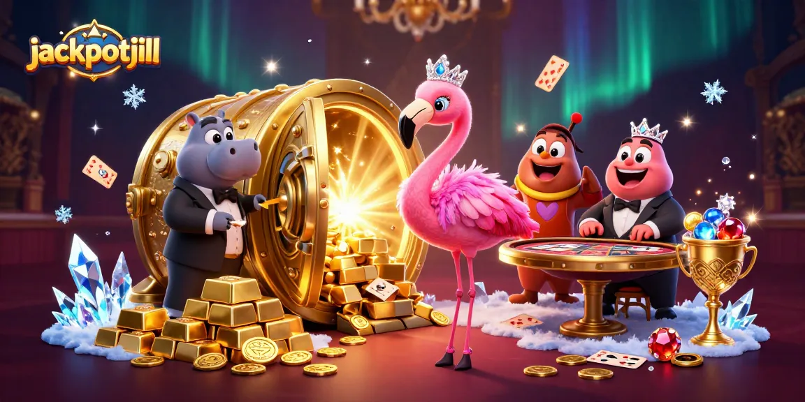 Experience jackpotjill's vibrant baccarat scene with a flamingo singer and hippo bassist.