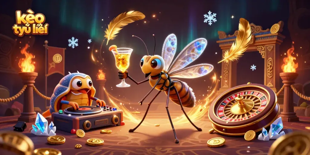 Engage in kèo trực tuyến excitement with unique casino characters in a dynamic setting.
