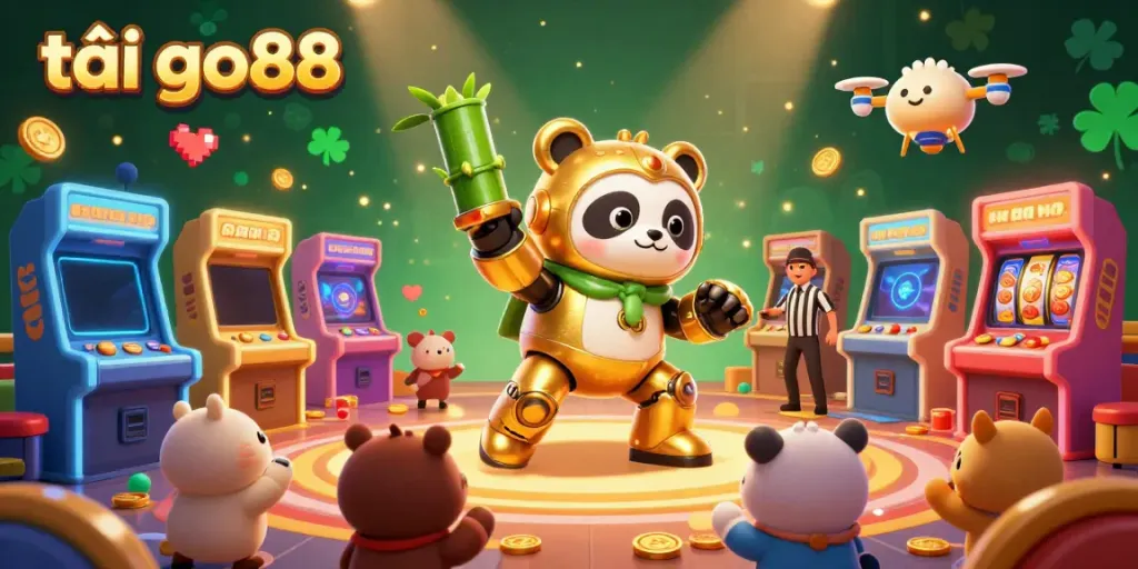 Experience tải go88 through an exciting 3D arcade scene with vibrant game elements and dynamic action.