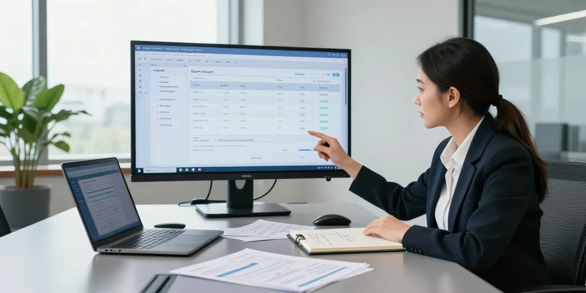 Detect fraud invoice visualization with a professional analyzing digital invoices in a modern office.
