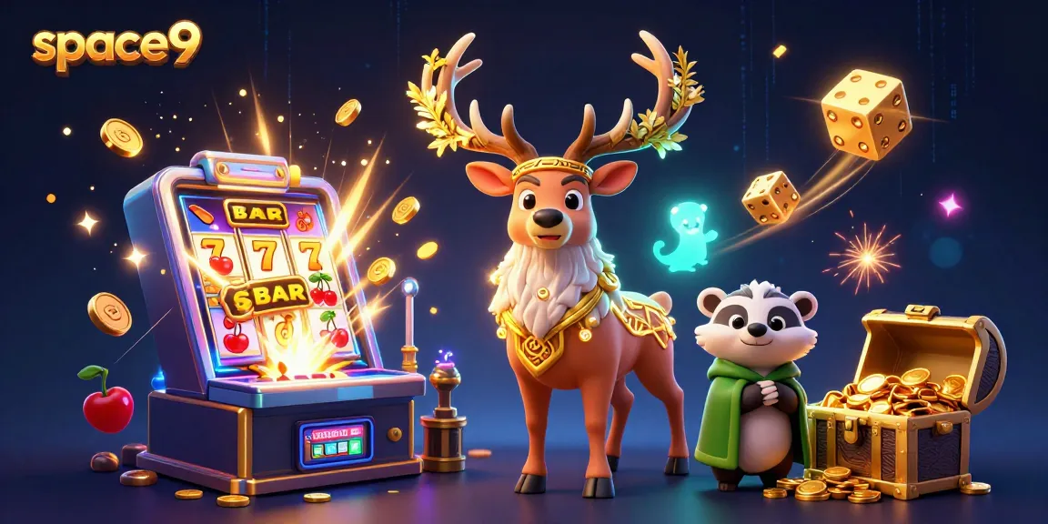 space9 slots explode with joyful winnings and gaming excitement in a vibrant casino scene