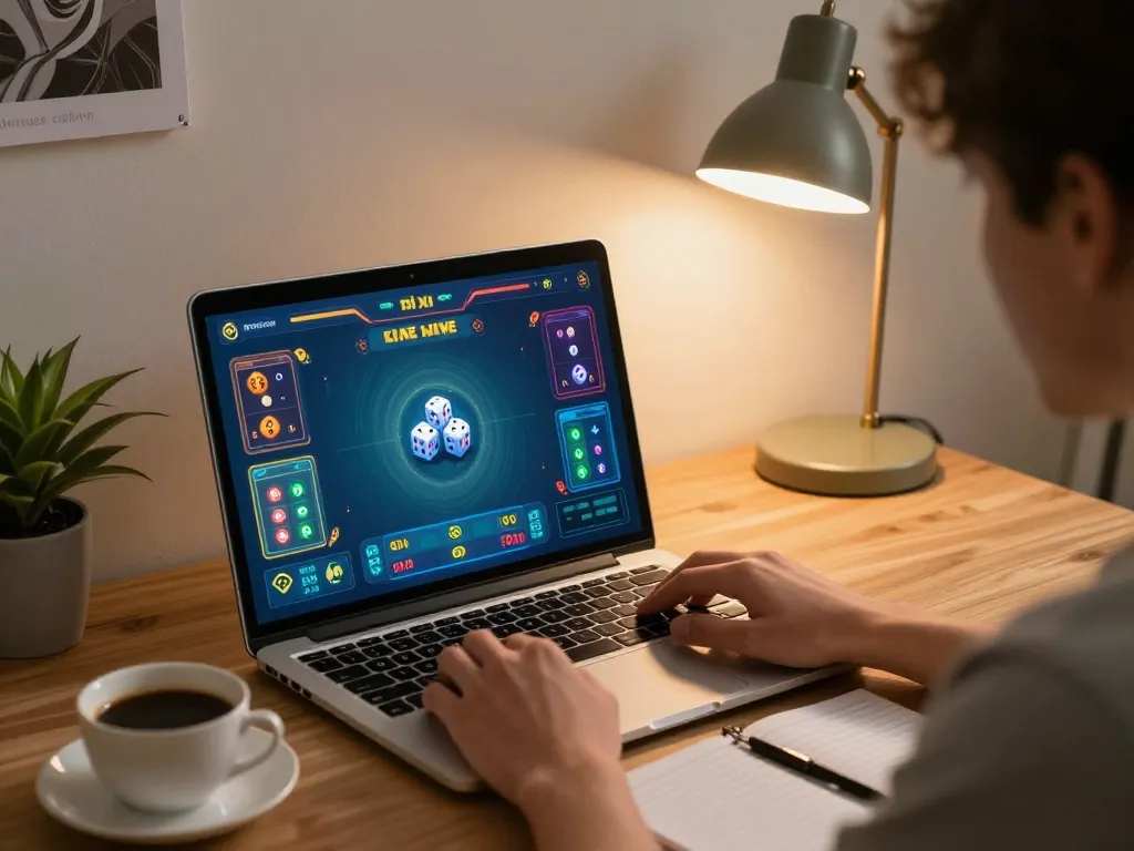 Tài xỉu online dice game session on a laptop, showcasing strategic betting environment