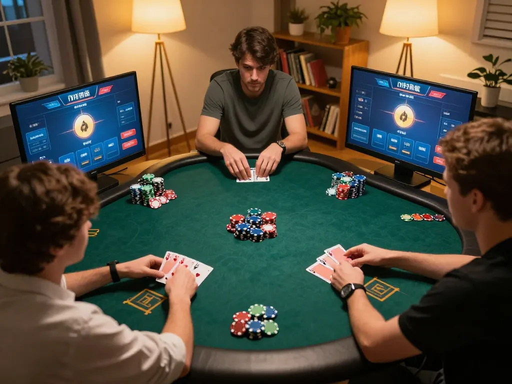 Go99 players strategizing their bets in an engaging online poker game session.