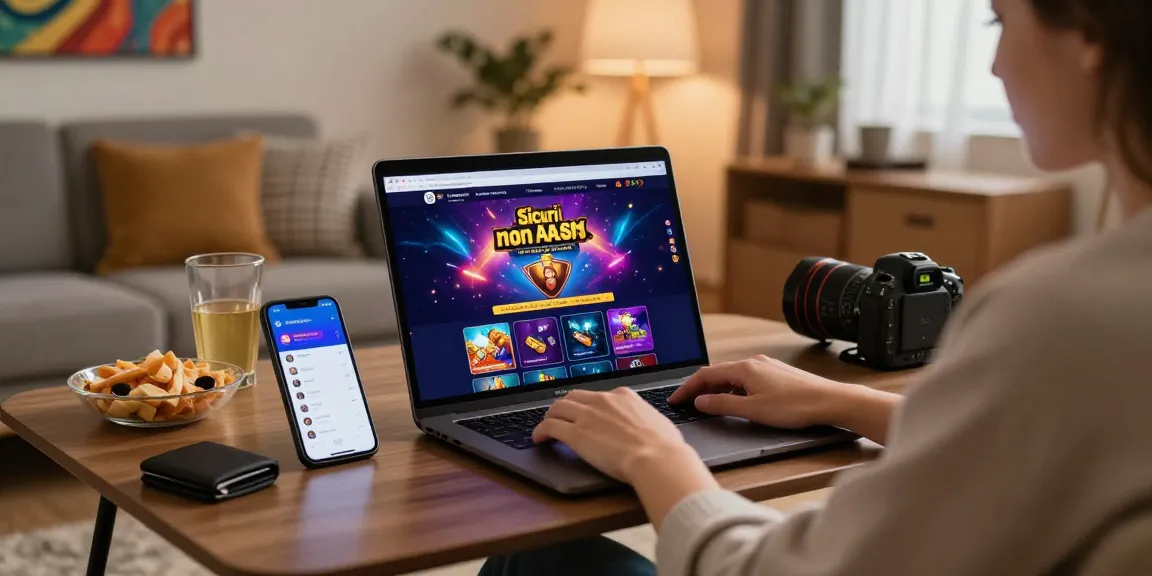Utente coinvolto che si diverte con i casino sicuri non AAMS in un ambiente domestico accogliente con elementi di gioco sicuri visibili.