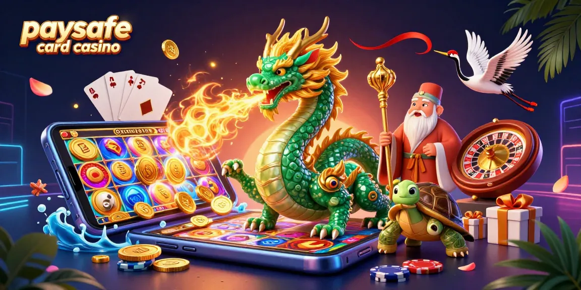 Erleben Sie den Nervenkitzel des Paysafe Card Casinos mit lebendigen Slot-Spielen und glücklichen Symbolen in einer fesselnden Szene.
