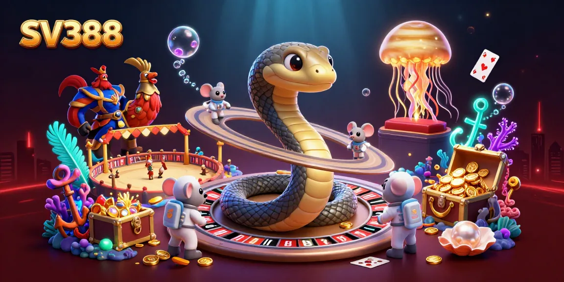 SV388 players bet on a cosmic roulette wheel in a dynamic cockfighting-themed scene.