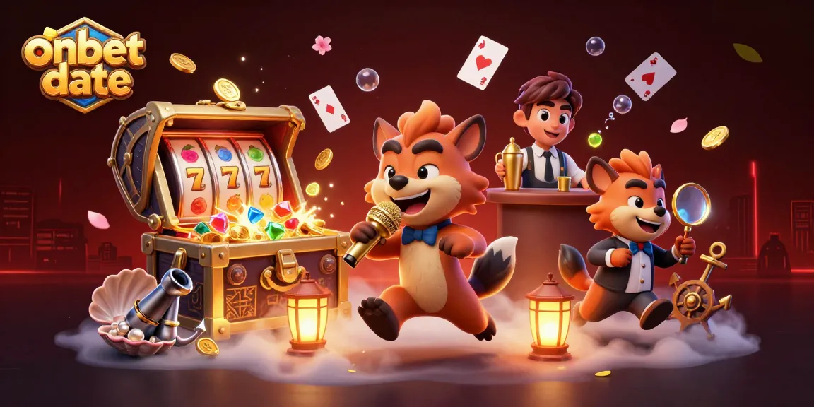 Join the fun at onbet date, featuring hyenas in a vibrant casino scene with exciting games and laughter.