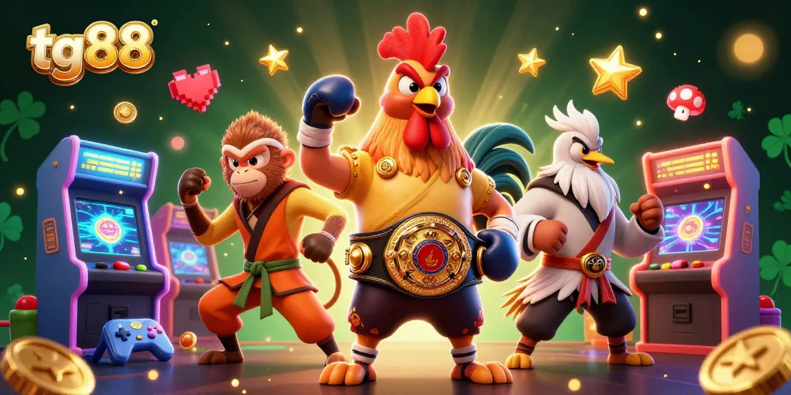 Tg88 engages players in a vibrant casino scene with unique game elements and cartoon characters.