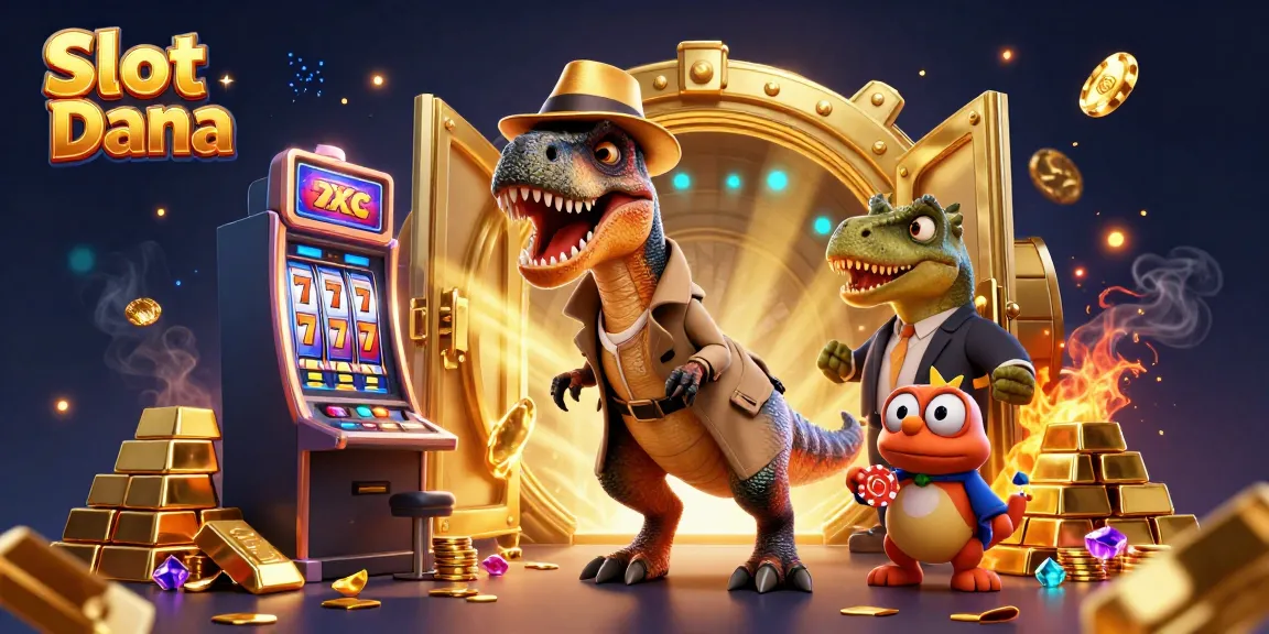 Experience the excitement of Slot Dana with a colorful 3D scene of characters at a dynamic slot machine.