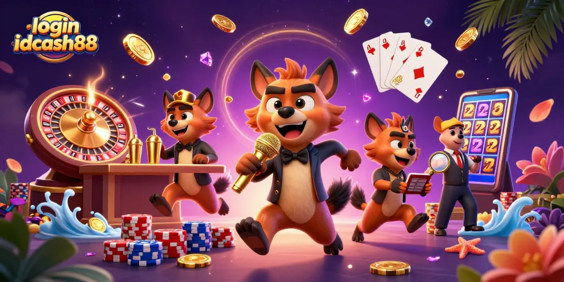 Join the fun with login idcash88 as hyenas entertain at an energetic casino club scene.