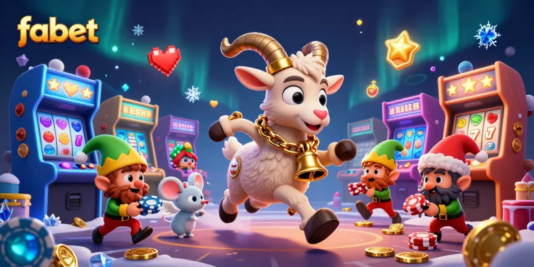Spin and win with fabet in a lively holiday-casino scene featuring mischievous characters.