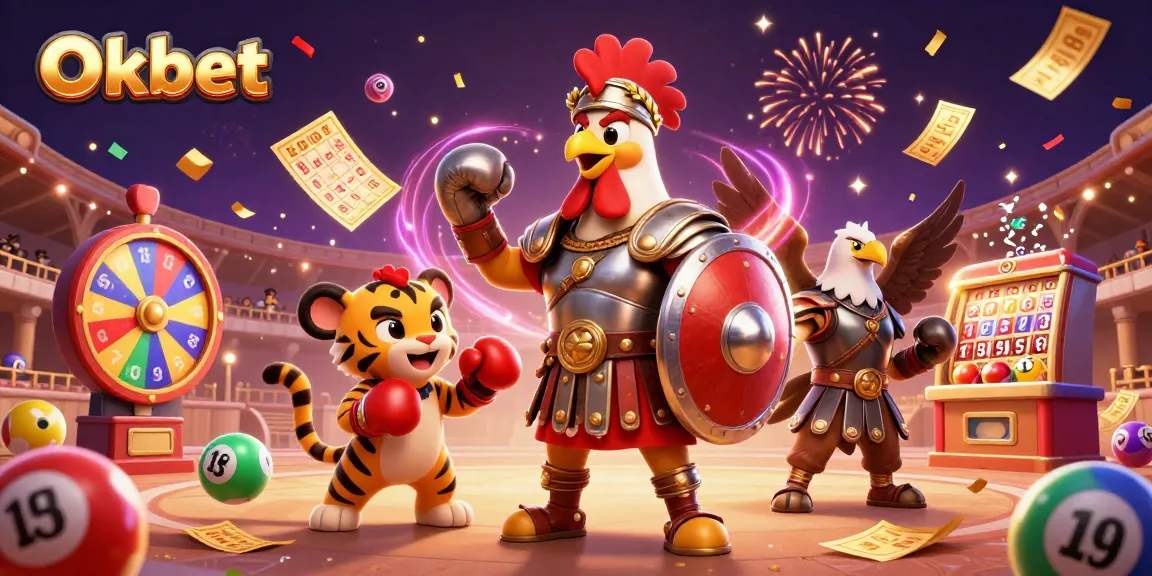 Experience thrilling moments with Oxbet's dynamic lottery and casino illustration featuring vibrant characters and elements.