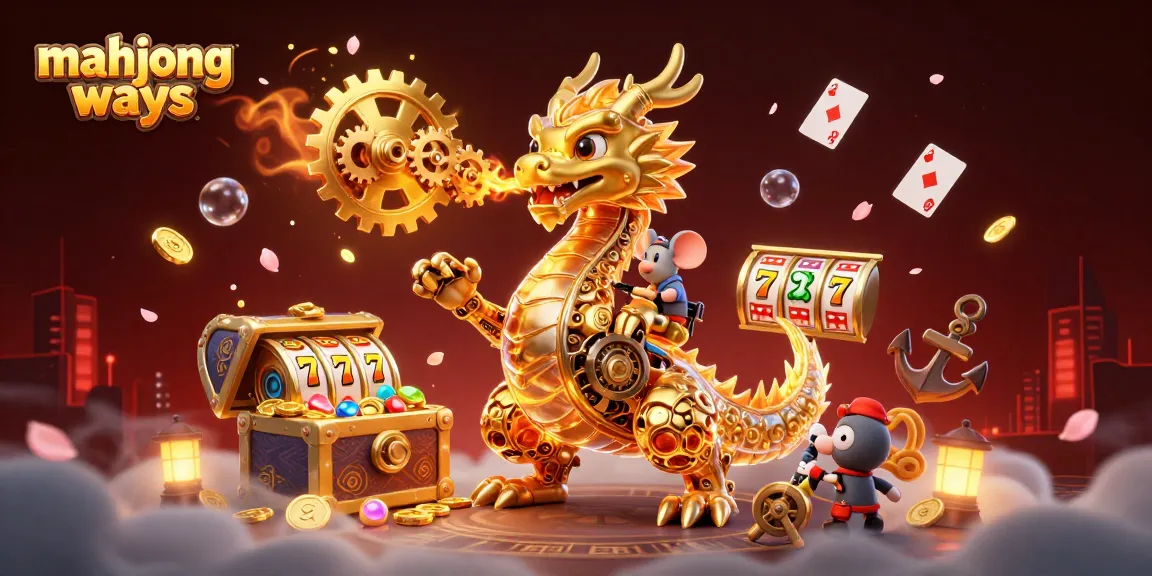 Experience the excitement of Mahjong Ways with our golden dragon and vibrant casino elements.