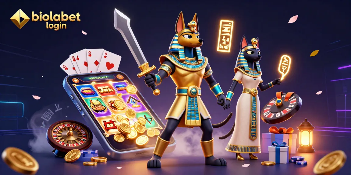 Permainan slot gacor di BIOLABET login dengan karakter Anubis dan Bastet yang menggoda