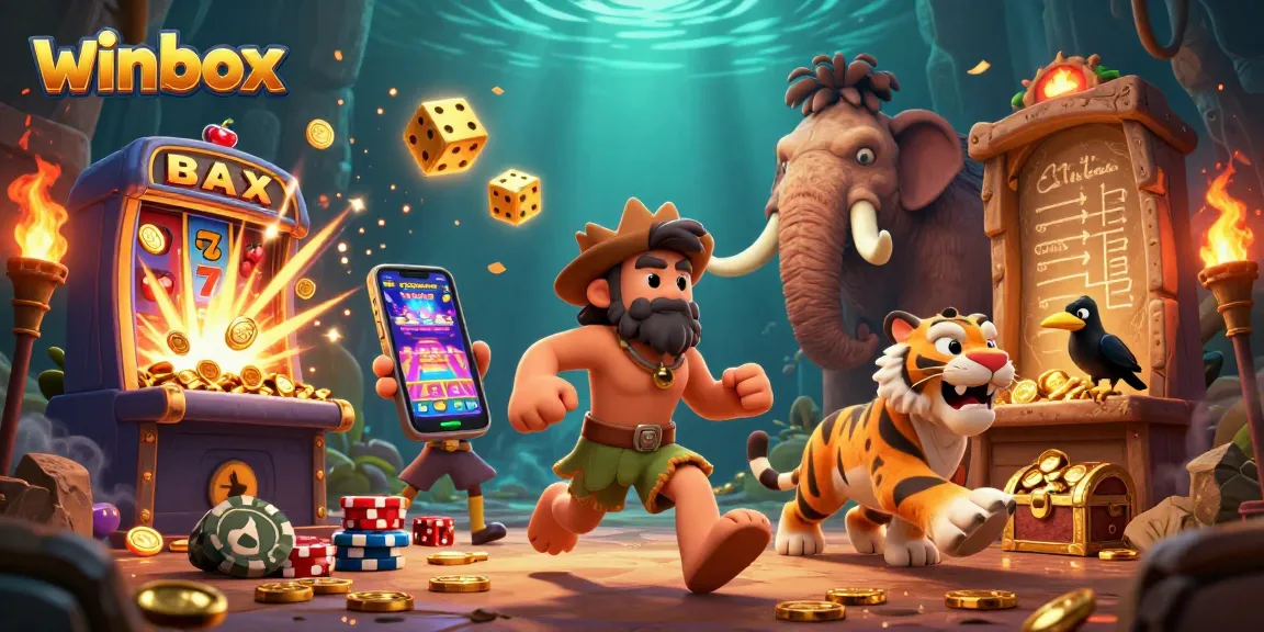 Winbox offers immersive casino fun with a 3D caveman duo and vibrant games galore.