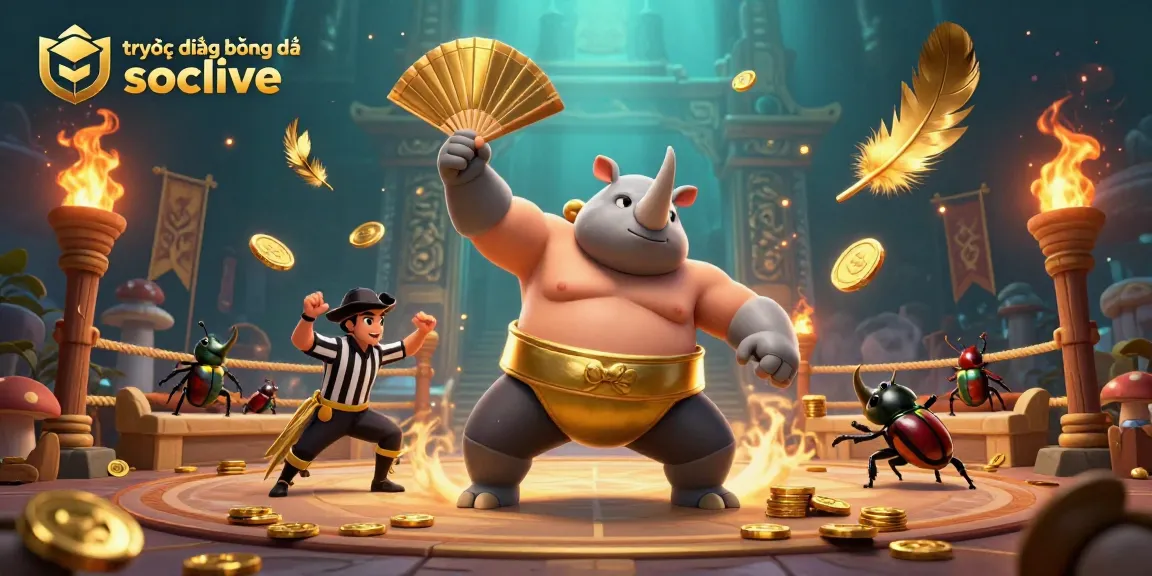 Experience trực tiếp bóng đá socolive with thrilling visuals of a beetle sumo champion in action.
