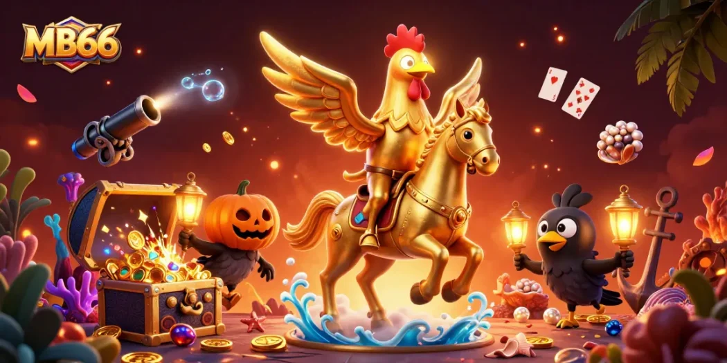 Win big with MB66 in this vibrant casino scene featuring remarkable characters and dynamic gaming elements.