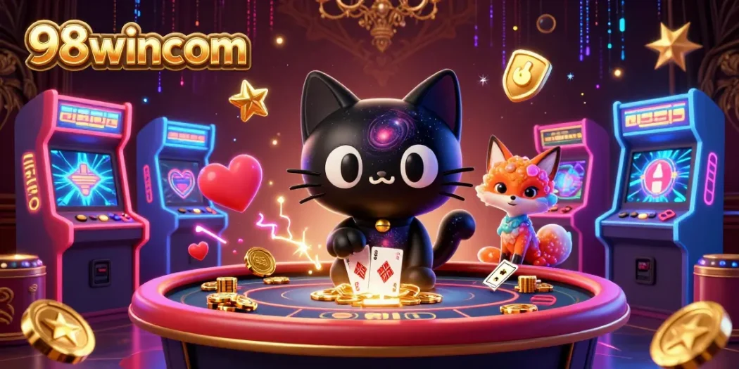 Engage in casino gaming fun with 98wincom's vibrant cosmic casino characters!