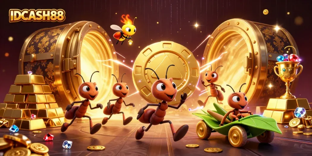 Join the thrilling adventure at IDCASH88 as ants heist for a golden poker chip.