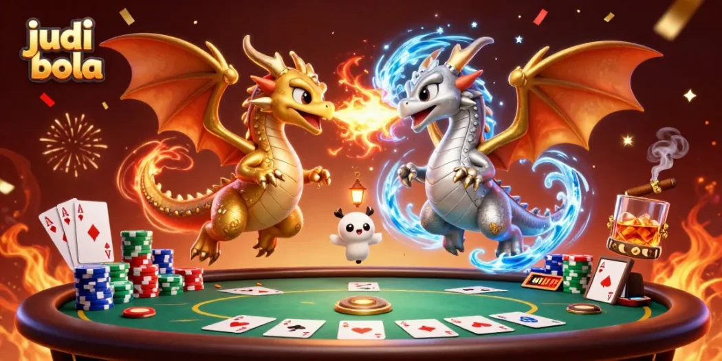 Experience the excitement of judi bola with dynamic 3D dragons amid poker action